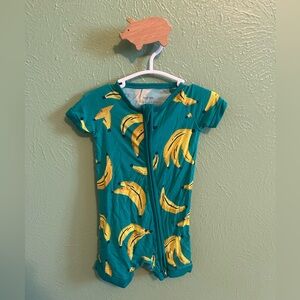 Little Sleepies Teal Shortie Zippy  with Yellow Banana Print
